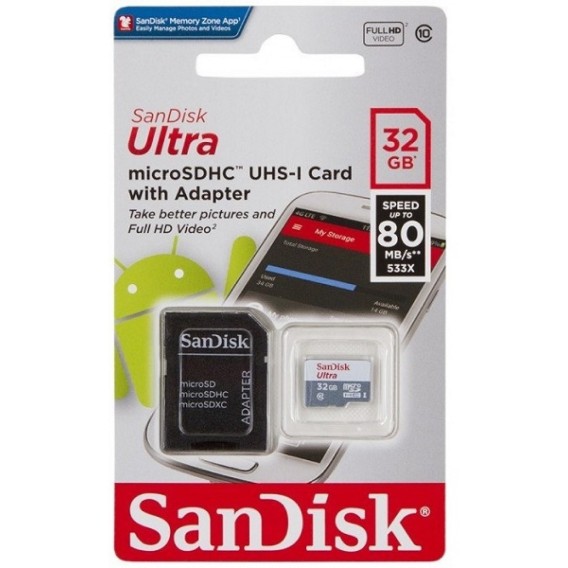 Cartão Memória 32gb Micro Sd Ultra 80mbs Sandisk 